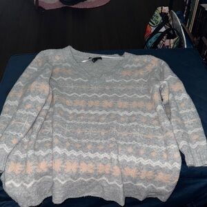 Lane Bryant Gray and Pink V-Neck Sweater****FINAL MARKDOWN****